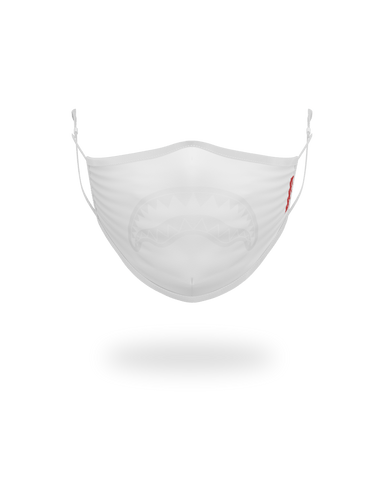 ADULT WHITE ON WHITE SHARK FORM-FITTING FACE MASK
