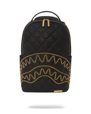 NOIR QUILT GOLD CHAIN SHARK BACKPACK (DLXV)