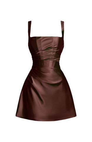 Calanthe Mini Dress - Plum Brown