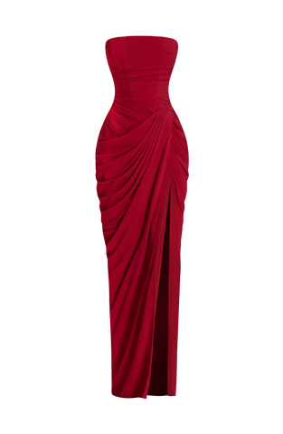Cyra Maxi Dress - Deep Red