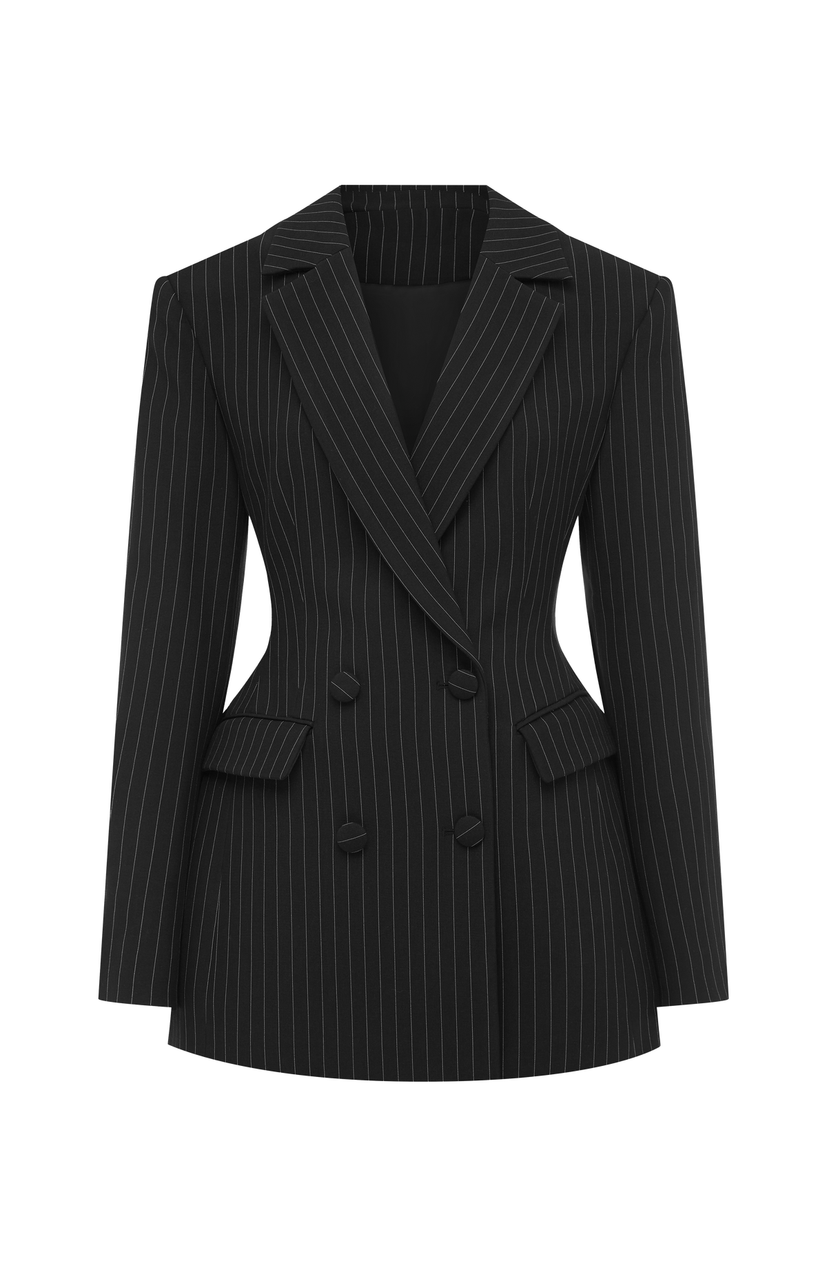 Elvira Mini Dress - Black Pinstripe