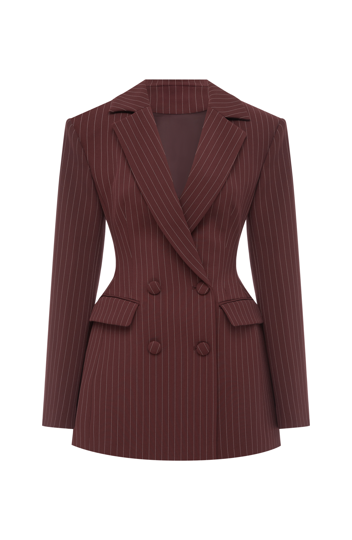 Elvira Mini Dress - Burgundy Pinstripe