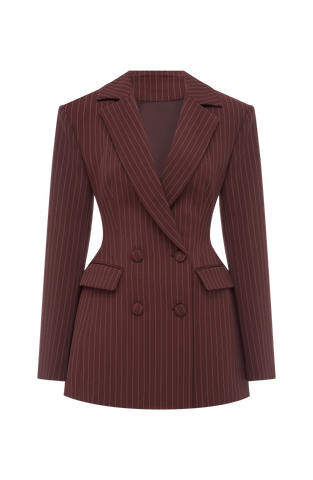 Elvira Mini Dress - Burgundy Pinstripe