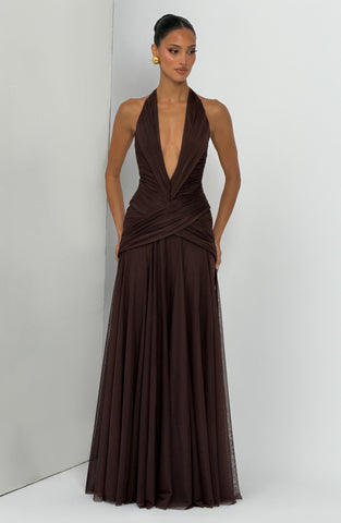 Cleo Maxi Dress - Plum Brown