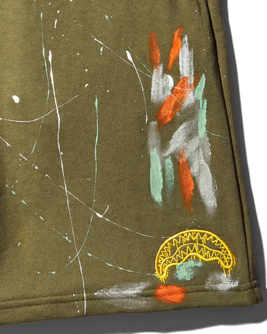 PAINT SPLAT KNIT SHORTS (GREEN)