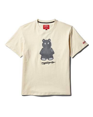 SHORT SLEEVE GRAPHIC MONEY BEAR T-SHIRT (APRICOT)