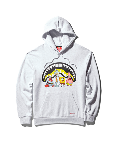 SPONGEBOB CREW SHARK HOODIE (LIGHT GREY)