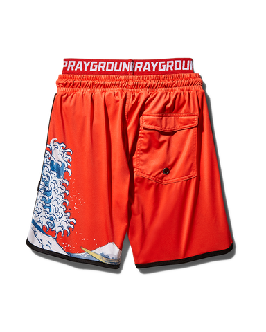 KIDS JAPAN WAVE SWIM TRUNKS (RED)