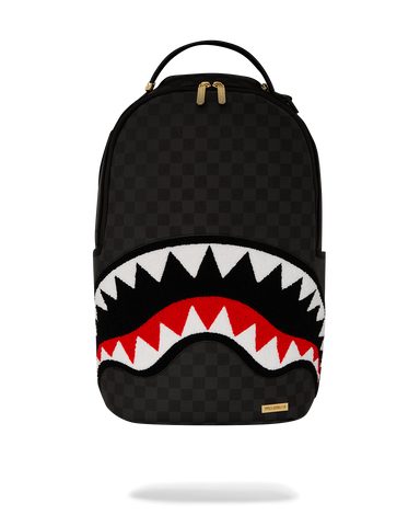 LIGHTS OUT SHARKS IN PARIS CHENILLE SHARK BACKPACK